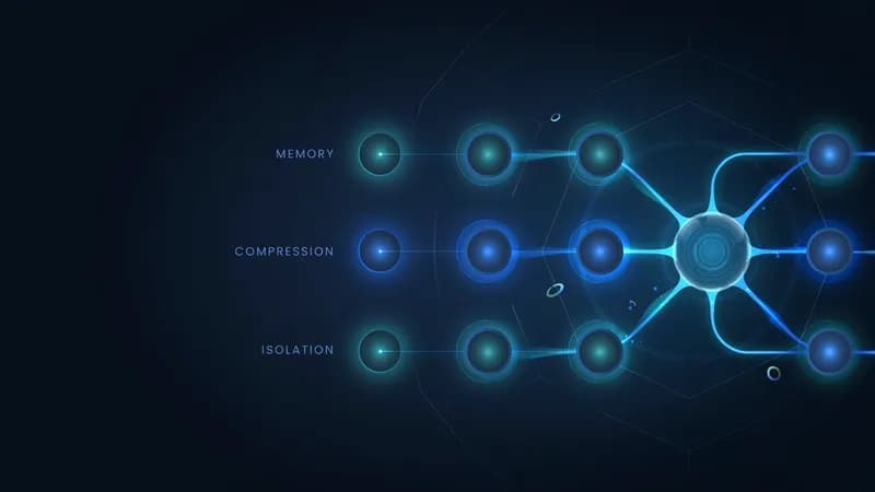 Context Engineering for Marketing 2026 — AI workflow diagram with memory, compression, and isolation layers